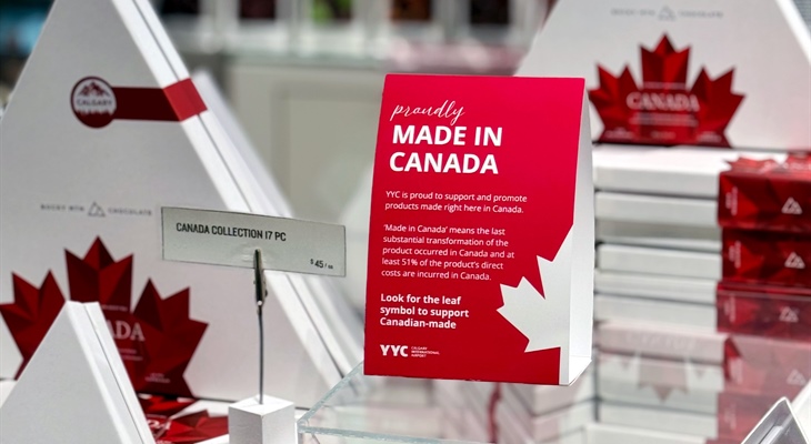 Shop Canadian products at YYC Calgary Airport: Spot the maple leaf!